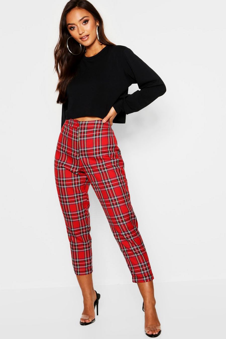 Petite Check Tapered Pants image number 1