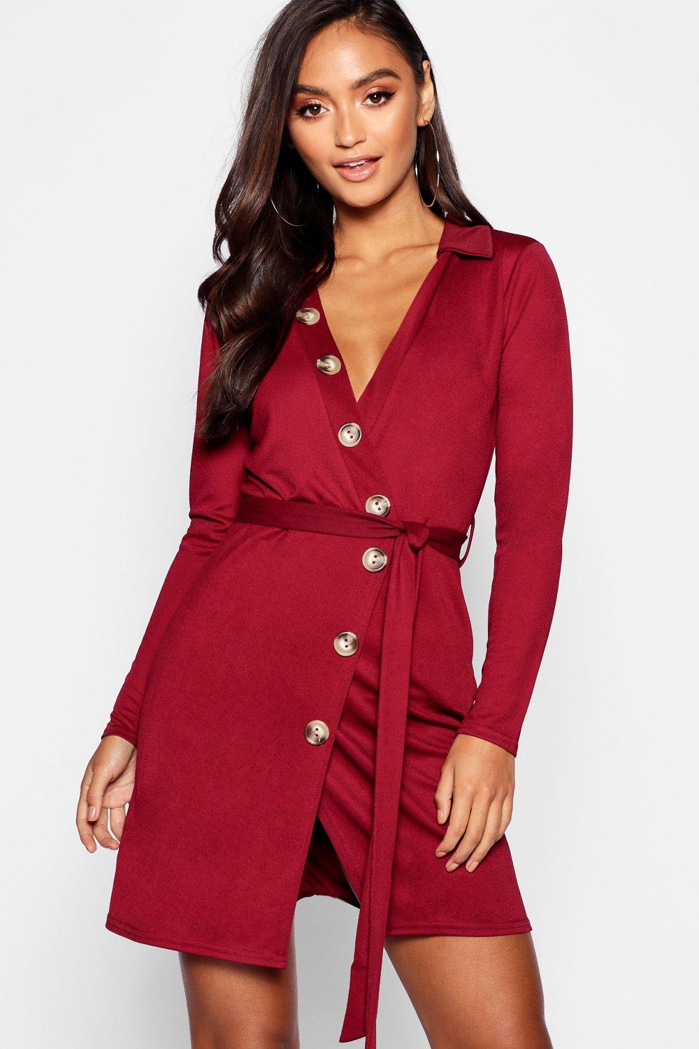 boohoo petite shirt dress