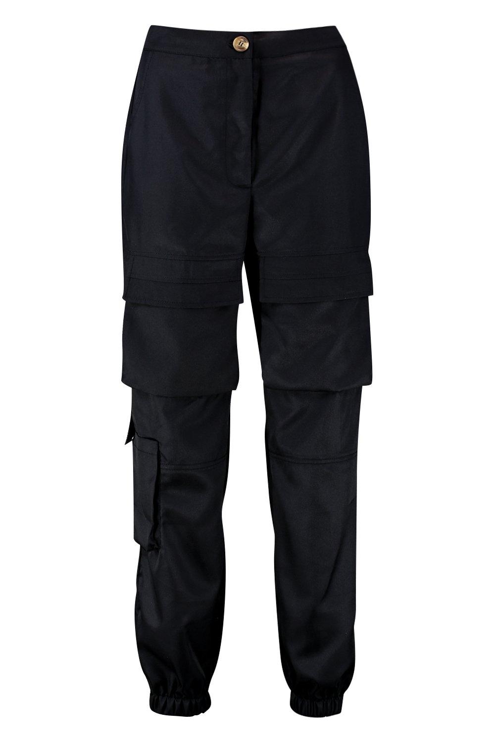 Petite Black Pocket Detail Cargo Pant