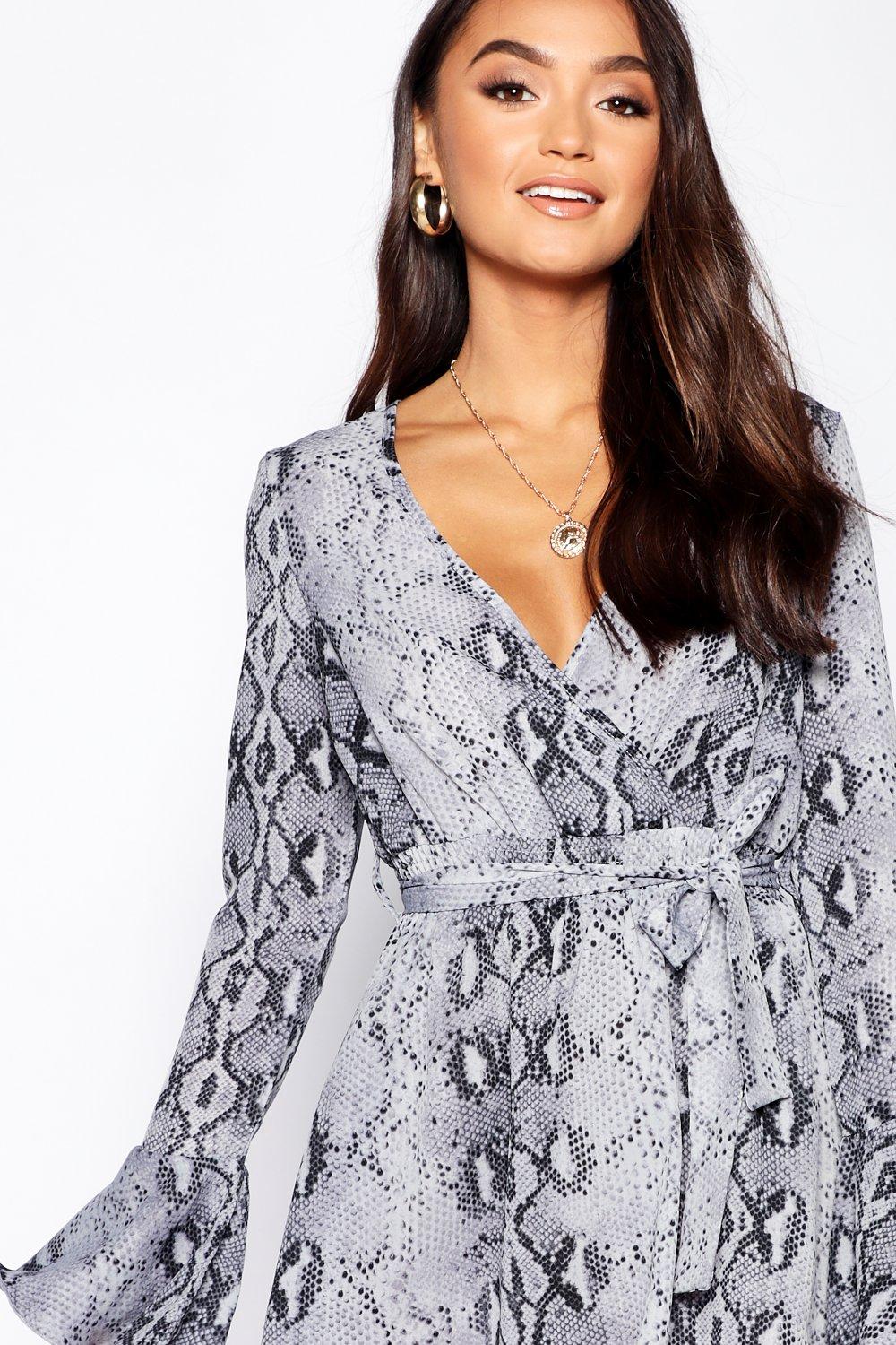 snake print skater dress