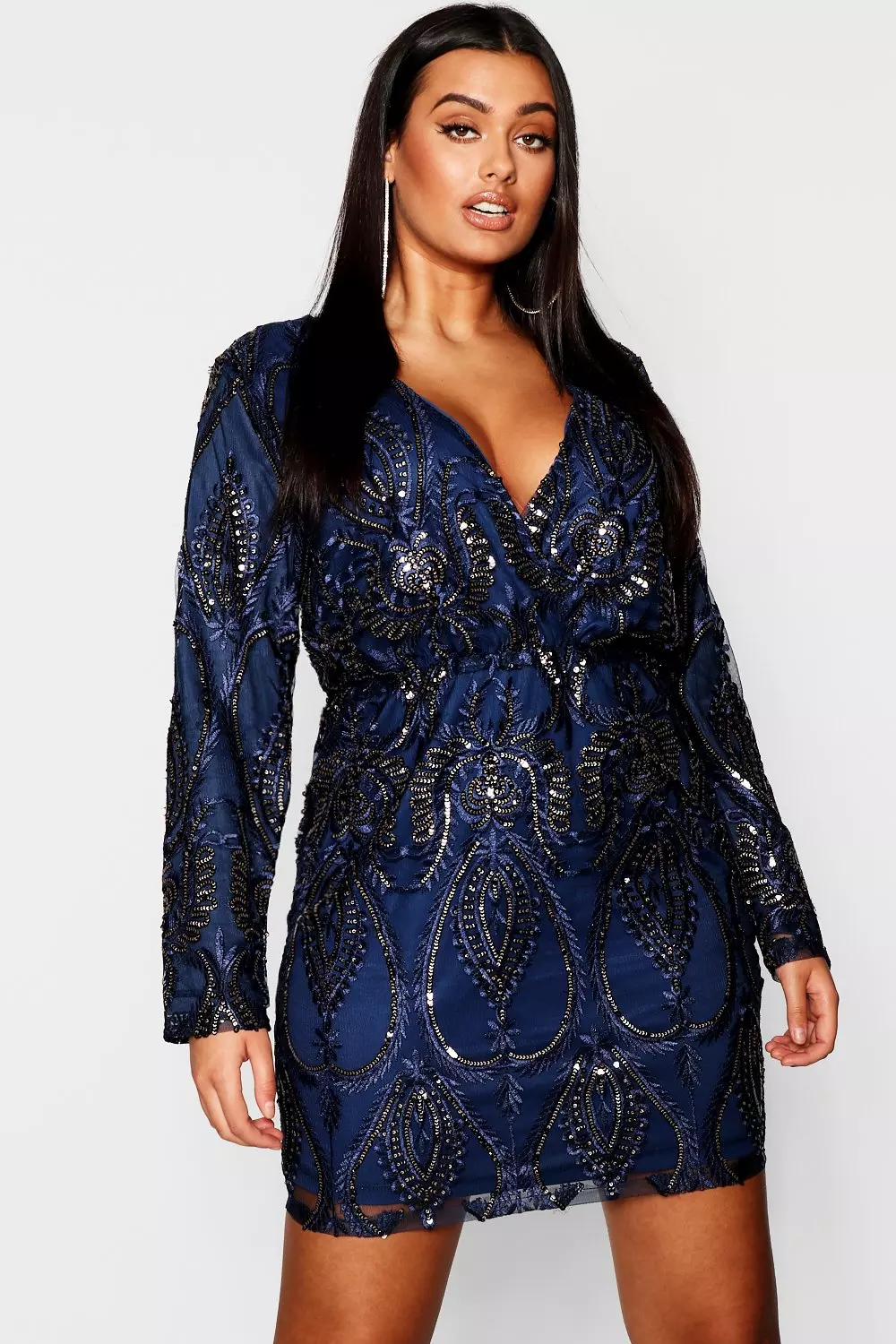 Plus size navy sequin dress best sale