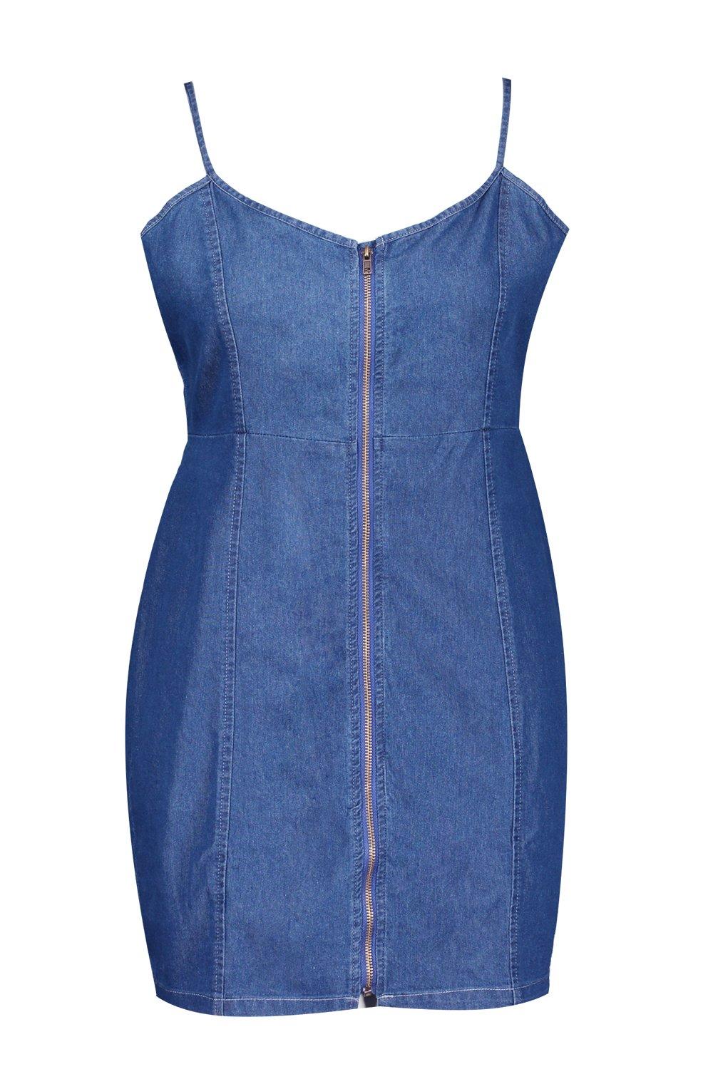 denim zip pinafore dress