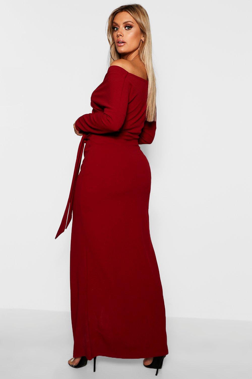 Boohoo plus off outlet the shoulder wrap dress