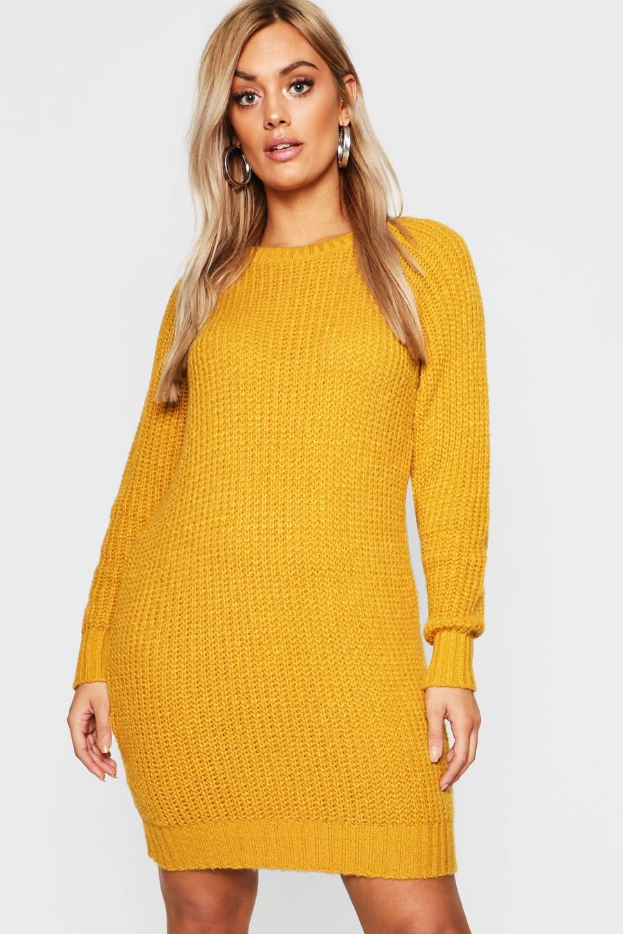 Mustard Plus Soft Knit Jumper Dress image number 1