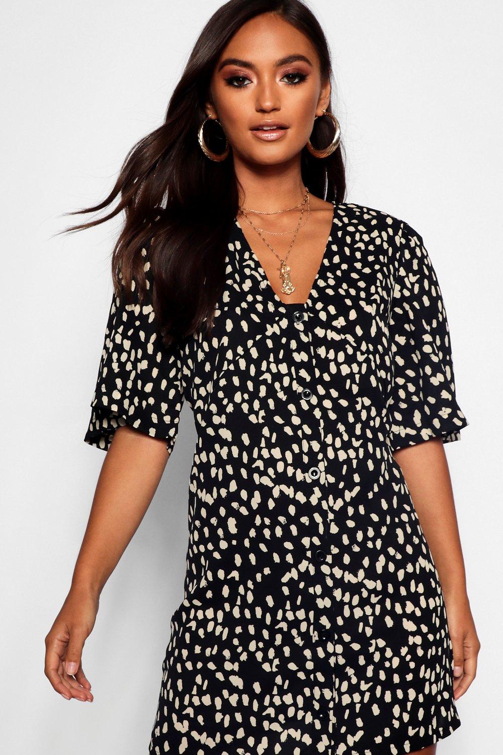 button through shift dress