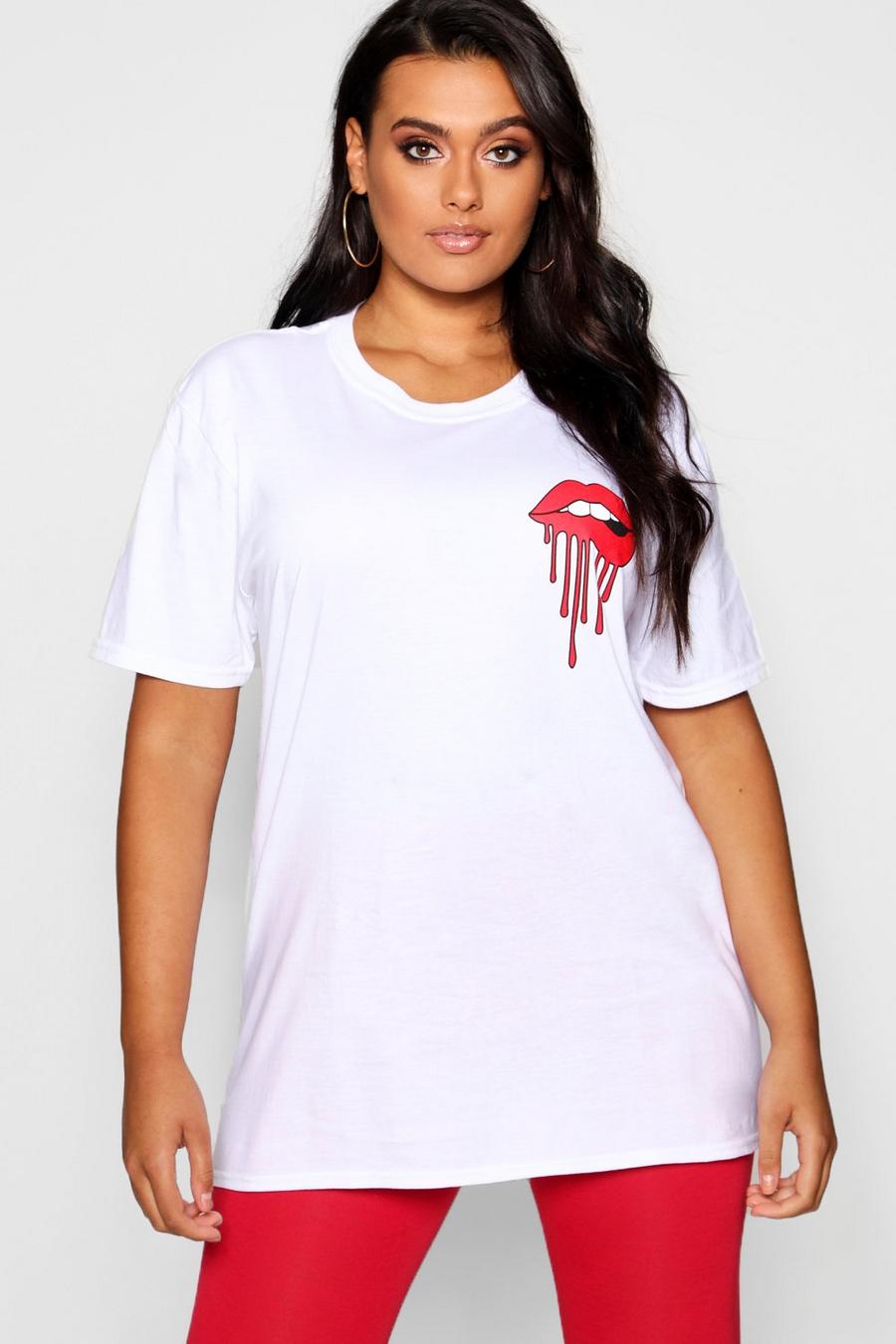 Plus Lip Print T-Shirt, White image number 1