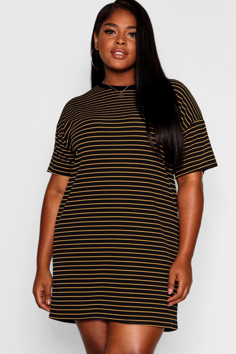 Black Plus Striped T-Shirt Dress image number 1