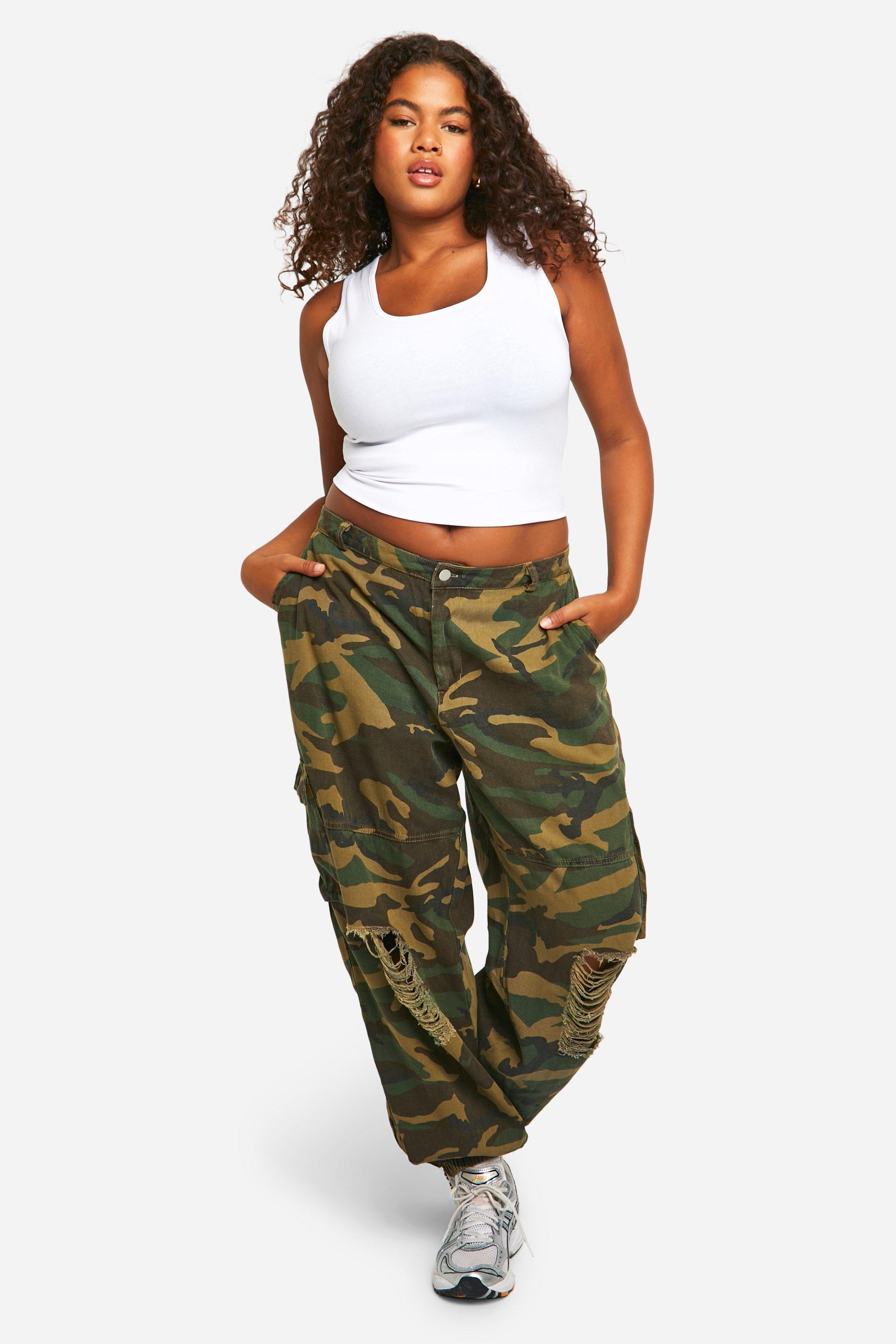 Ripped camo sale jeans