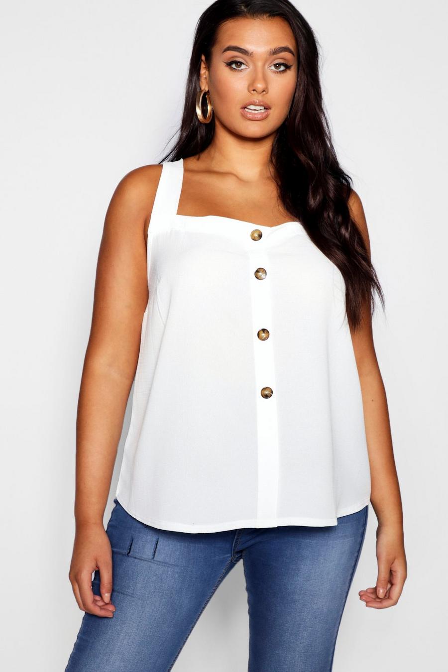Ivory Plus Button Woven Cami Top image number 1