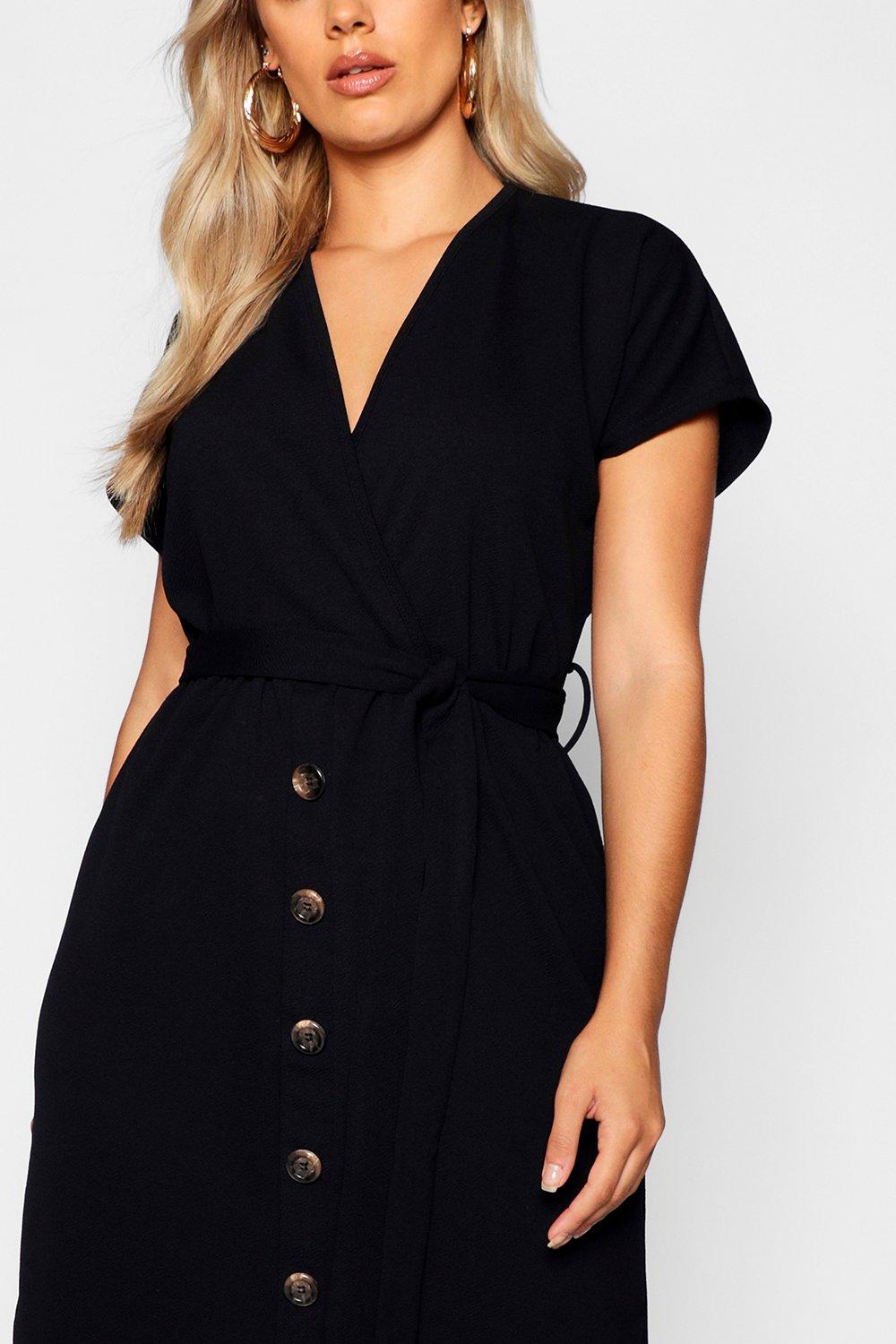 Belted button dress best sale