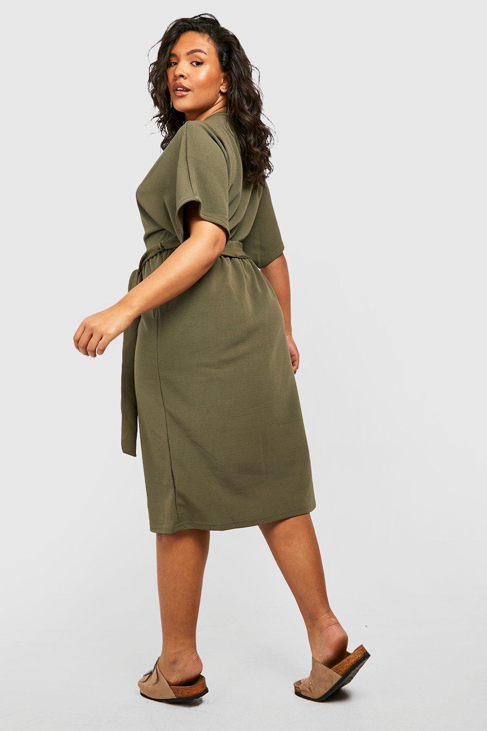 Plus size button shop down midi dress