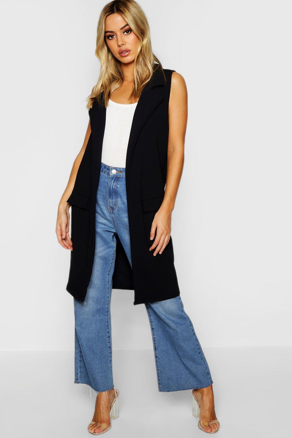 sleeveless duster with pockets