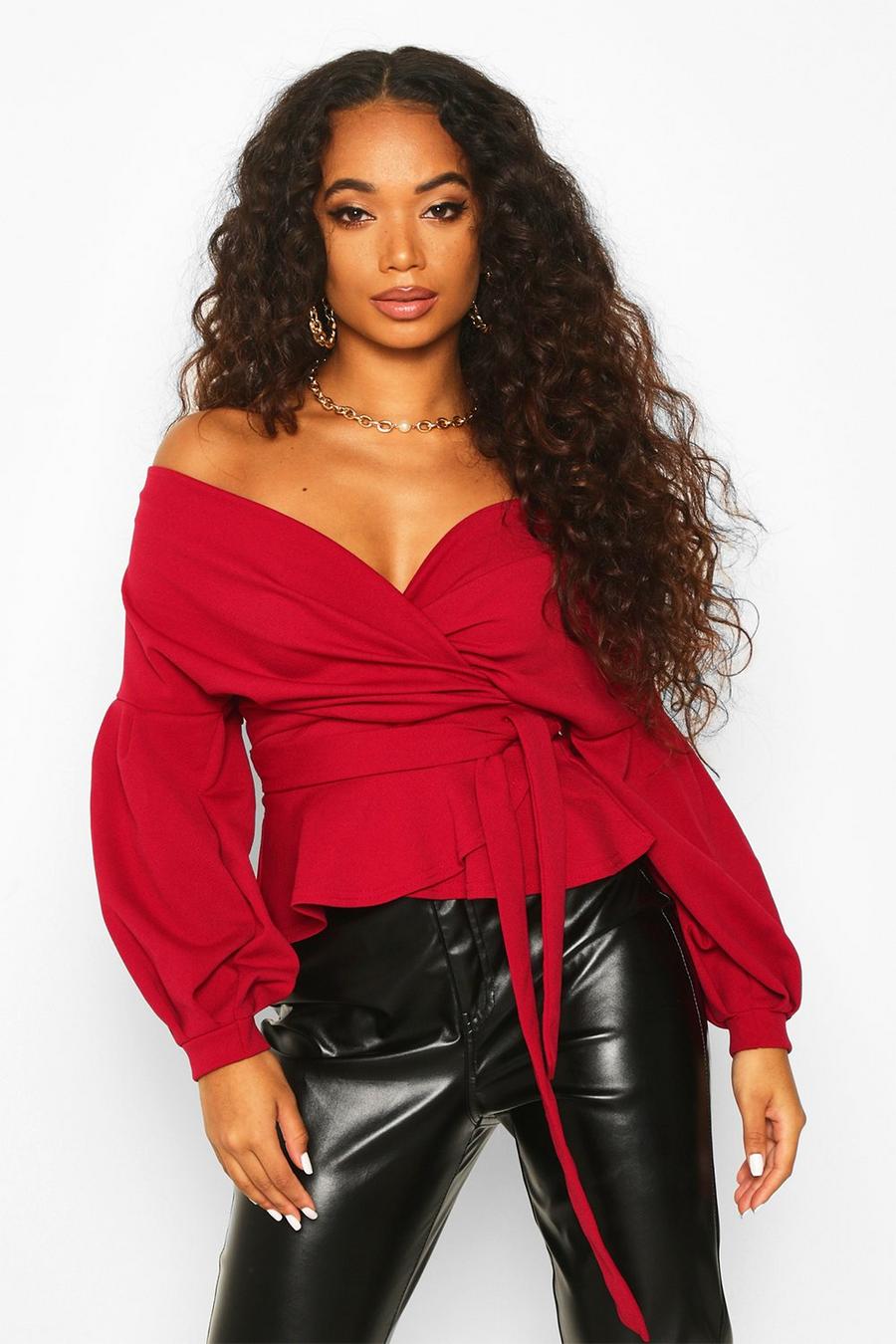 Berry Petite Off The Shoulder Blouse image number 1