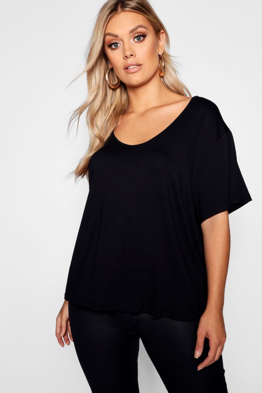 Black svart Plus - Basic t-shirt i oversize-modell