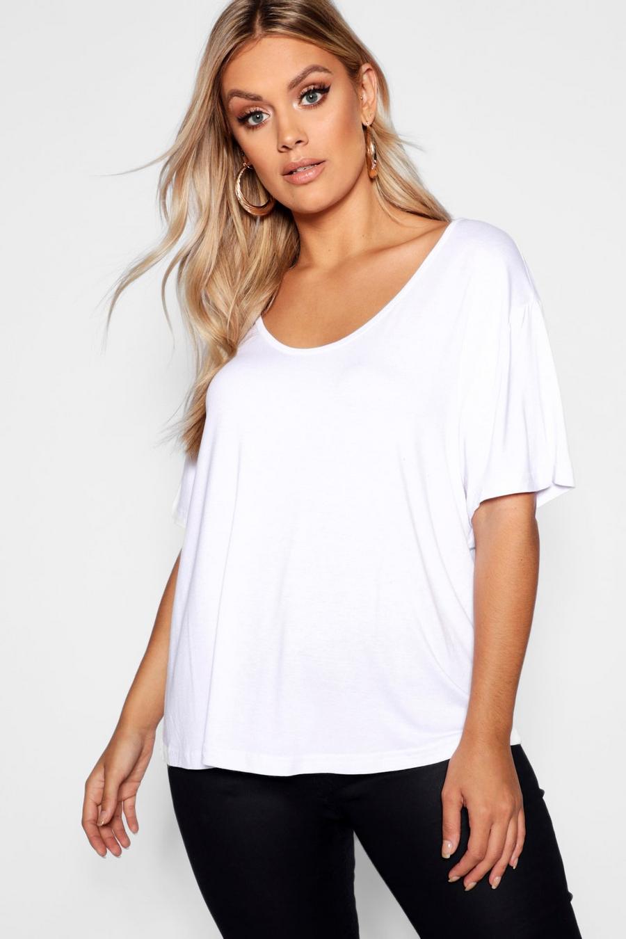 Camiseta Plus básica oversize súper suave, Blanco image number 1