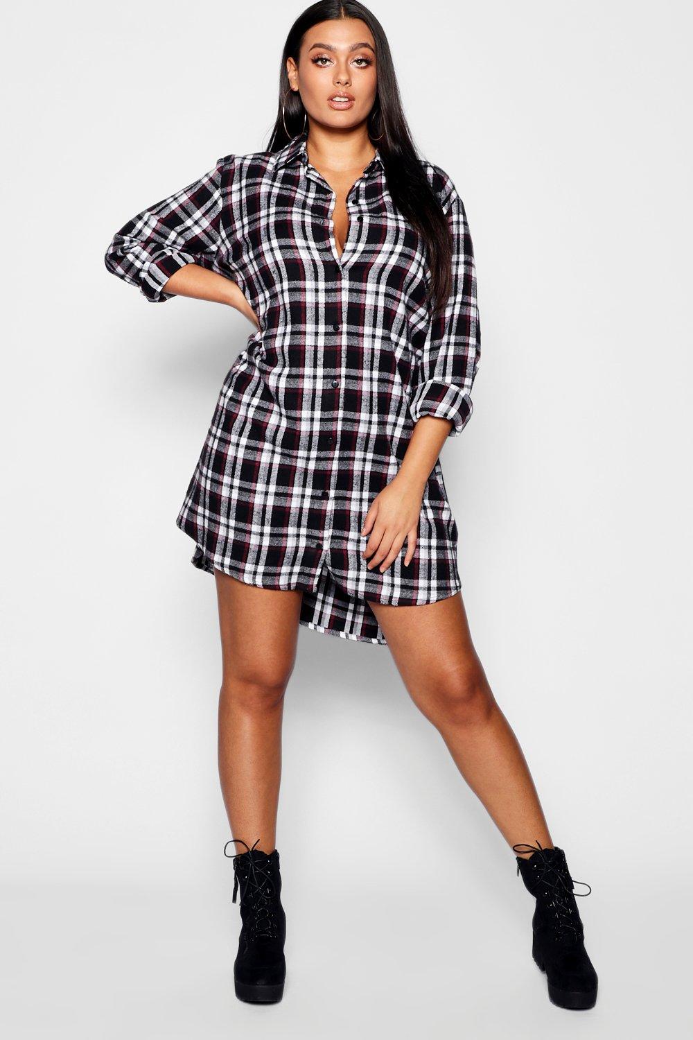 boohoo plus shirt dress