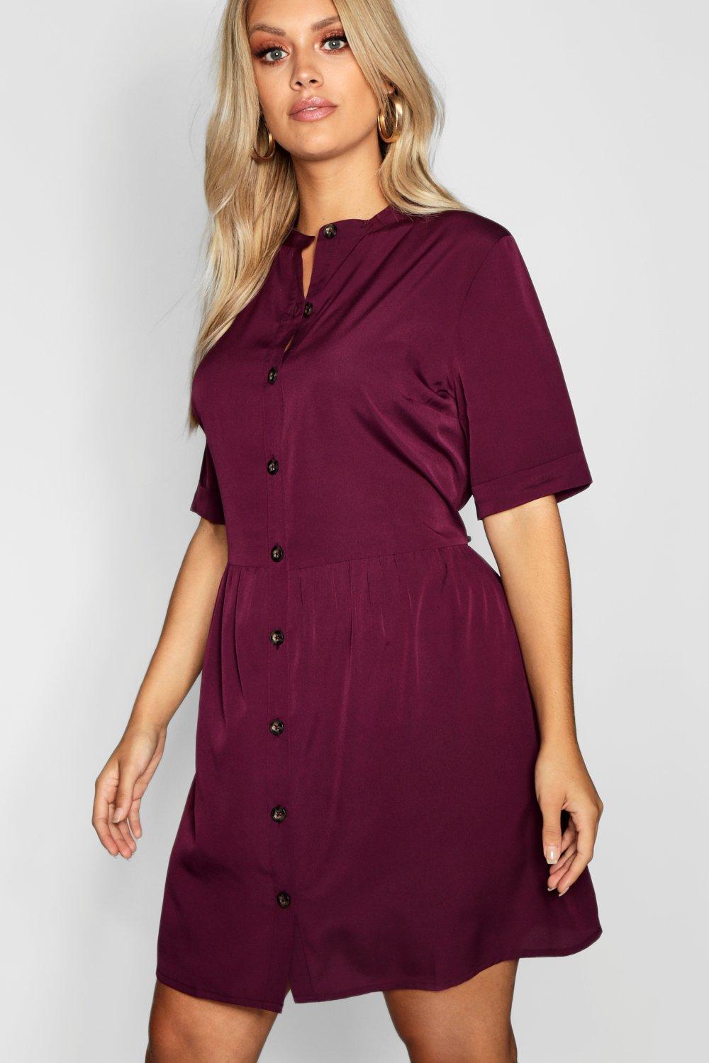 Grande taille Robe babydoll boutonnee devant boohoo FR