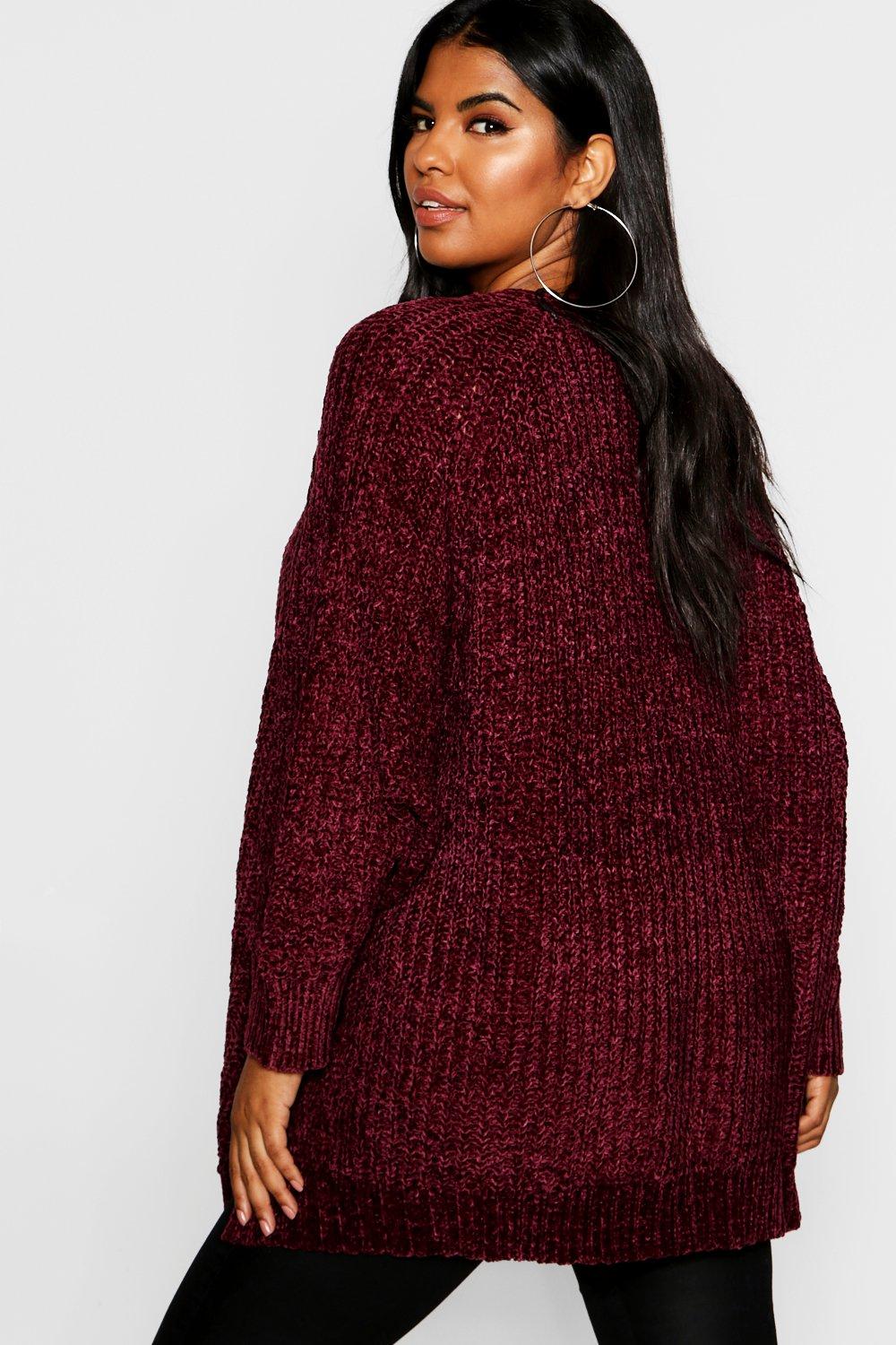 Plus Oversized Chenille Cardigan