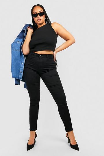 Noir Grande taille - Jean stretch taille très haute coupe skinny