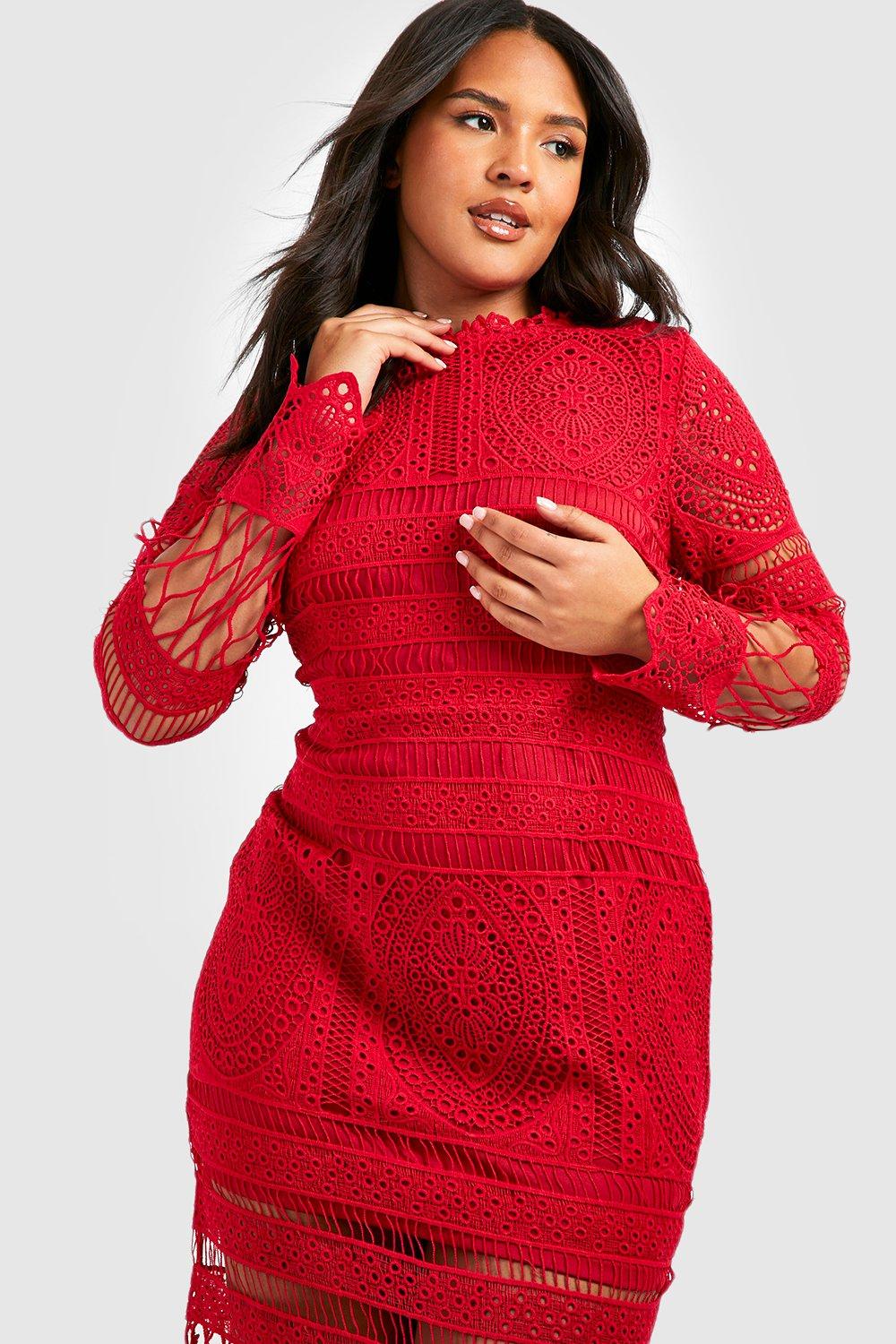 Boohoo lace panel outlet dress