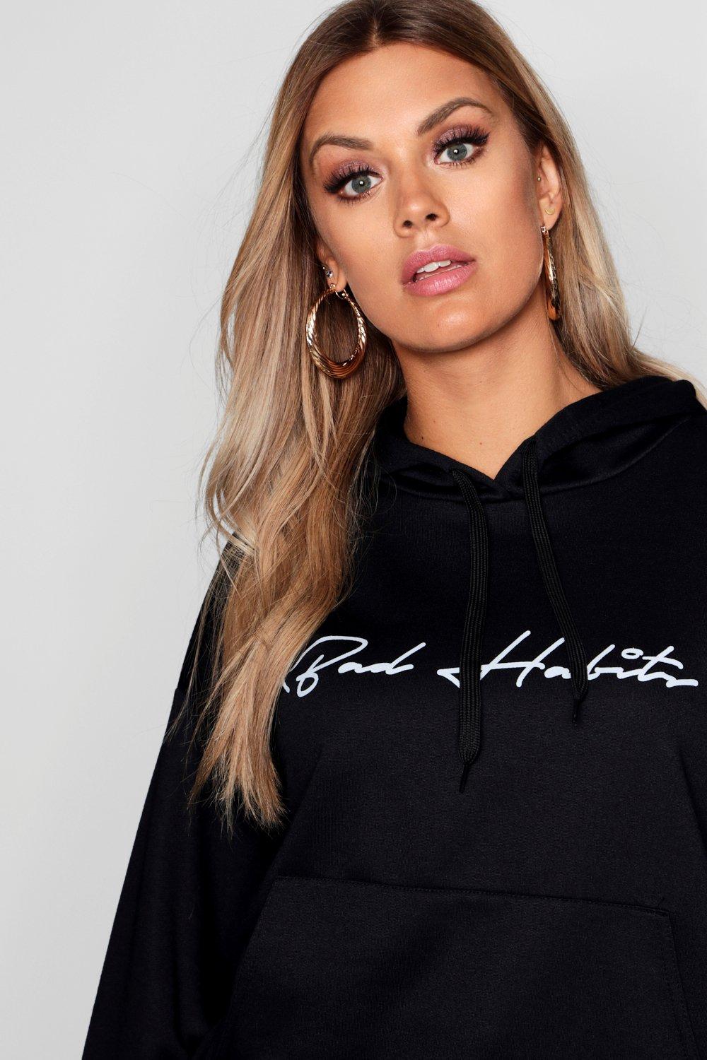 Plus Bad Habits Oversized Boyfriend Hoodie