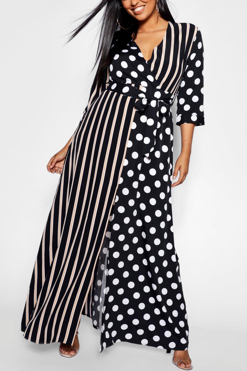 boohoo black polka dot dress