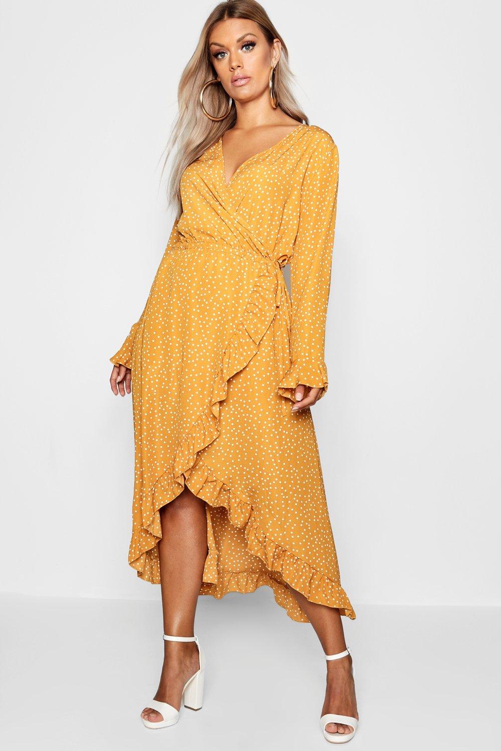wrap mustard dress