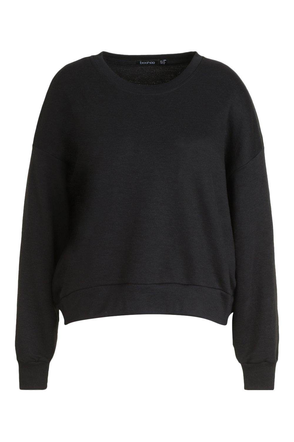 Women s Black Plus Oversized Slouchy Sweat Boohoo UK