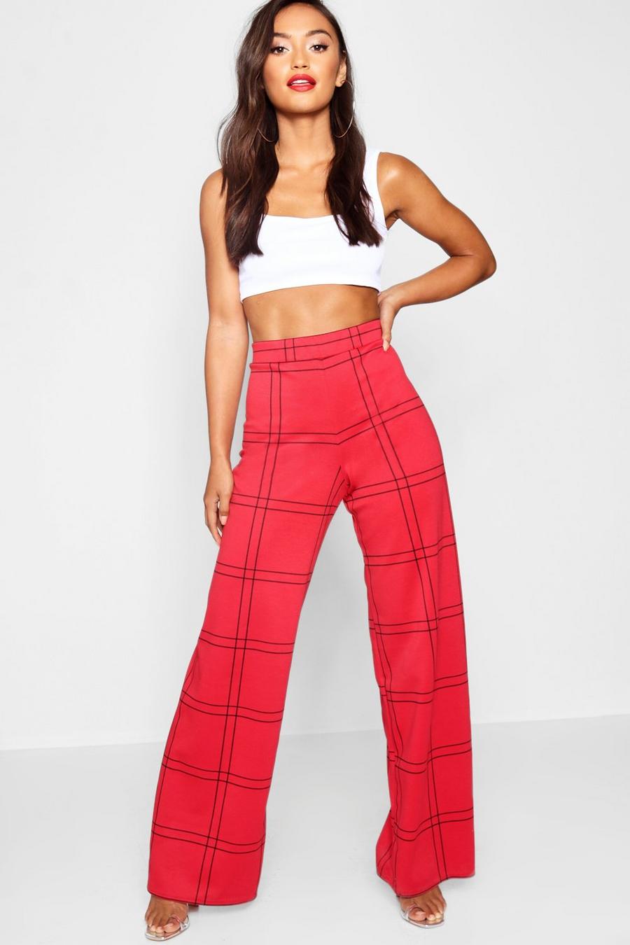 Petite Grid Check Wide Leg Trouser image number 1