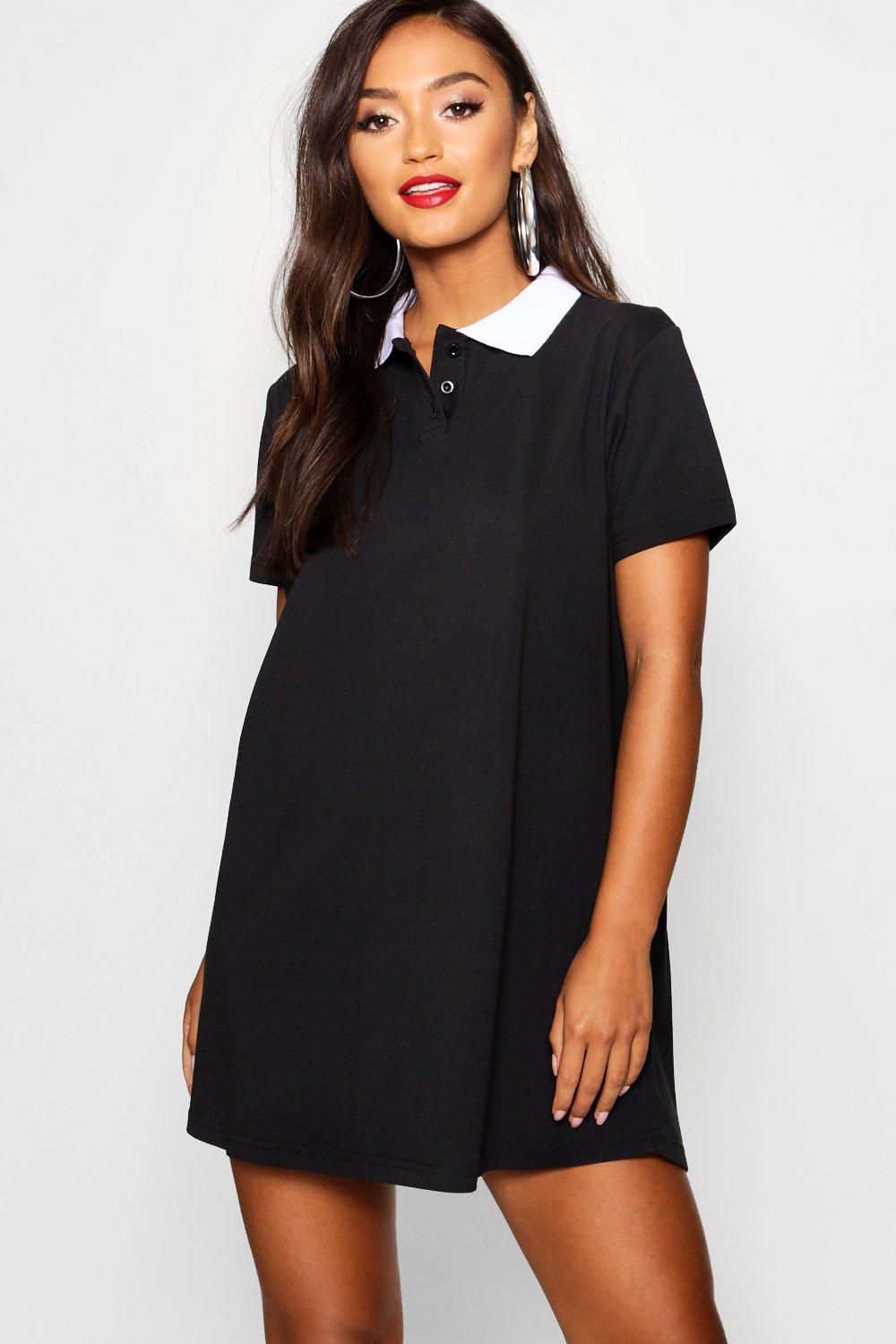 Petite Polo Shirt Style Mini Dress 