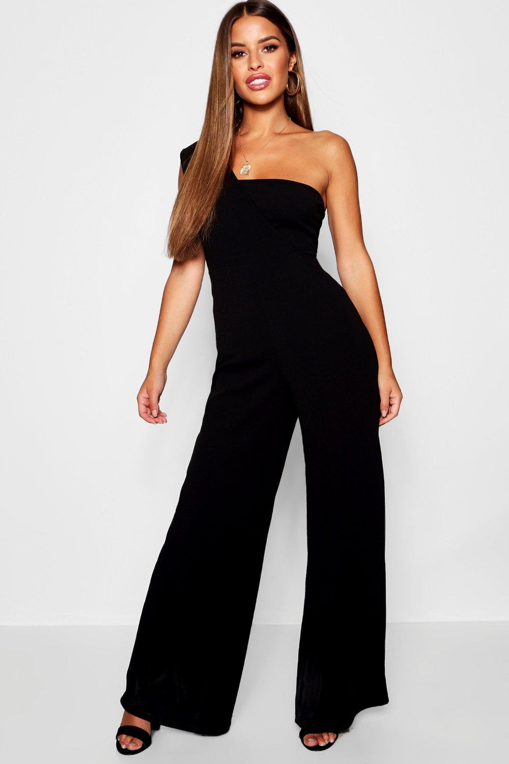 boohoo petite black jumpsuit