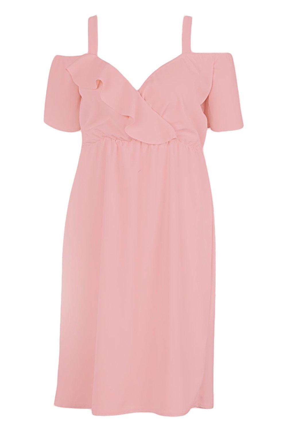 Plus plunge ruffle belt best sale midi dress