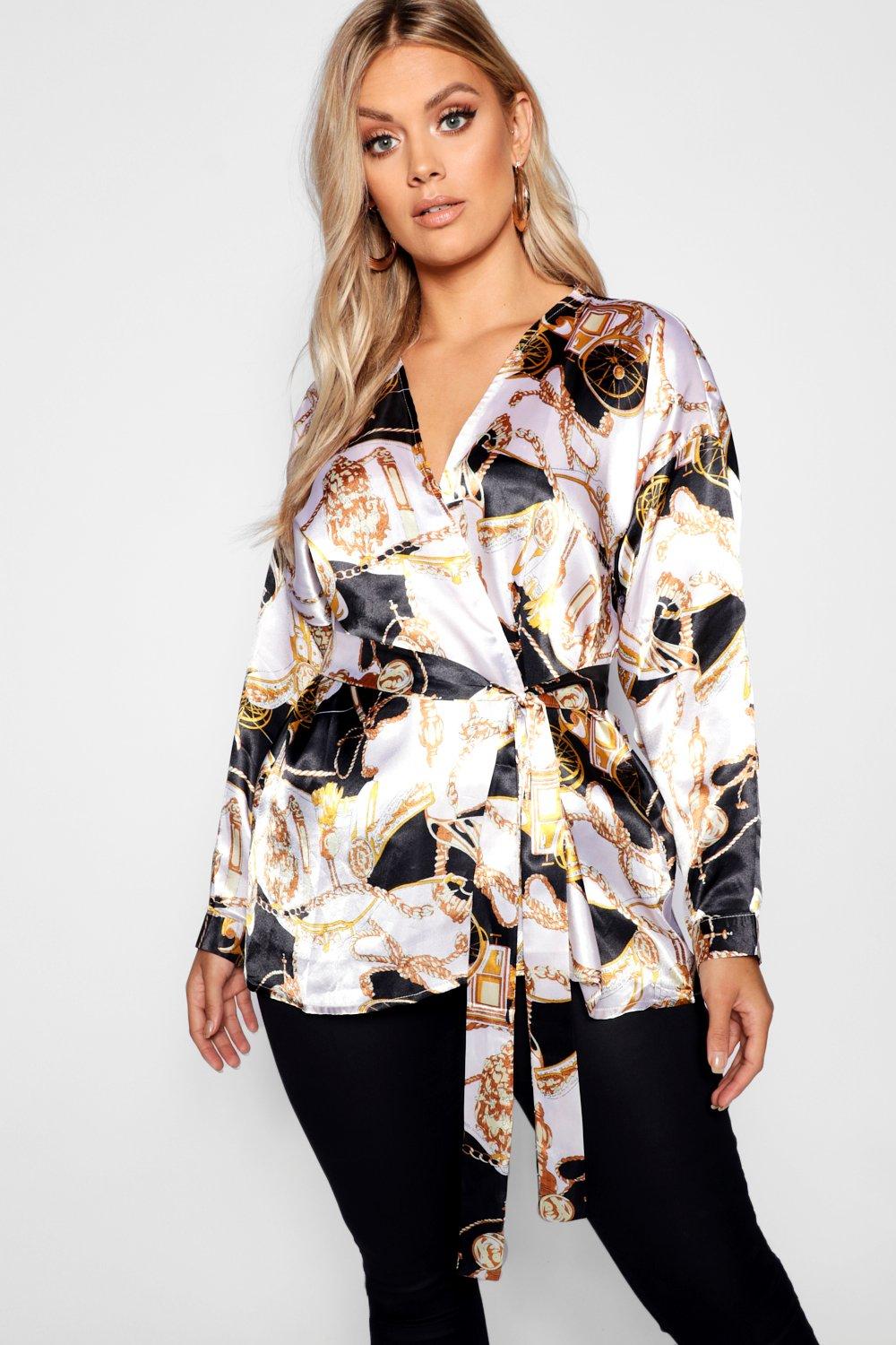boohoo plus wrap top