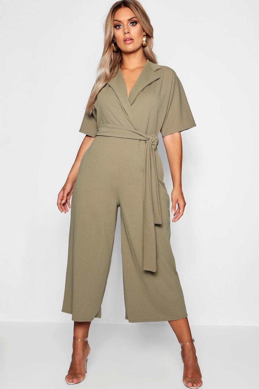 Grande taille - Combinaison jupe-culotte style utilitaire , Vert image number 1