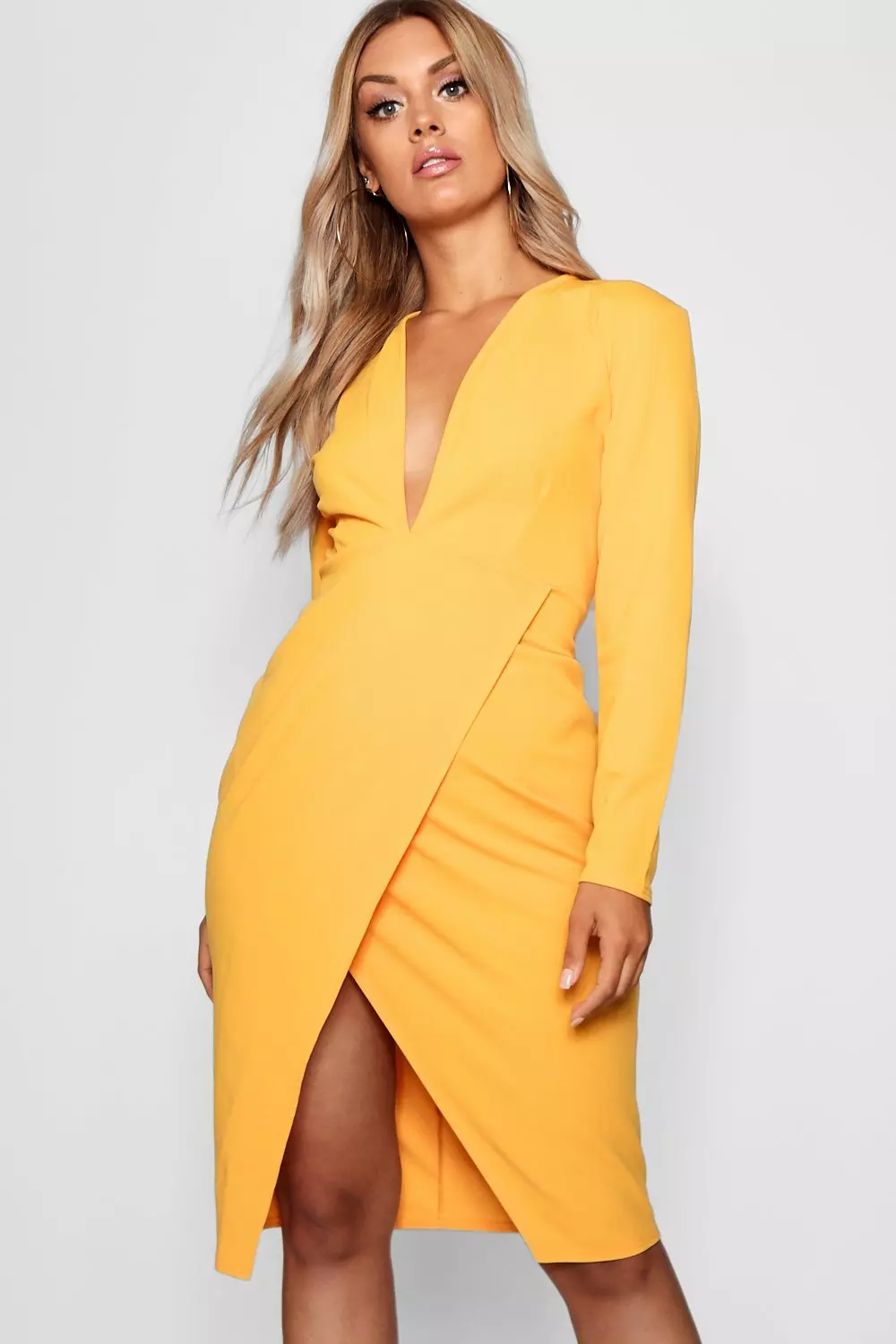 Plus plunge on sale wrap midi dress