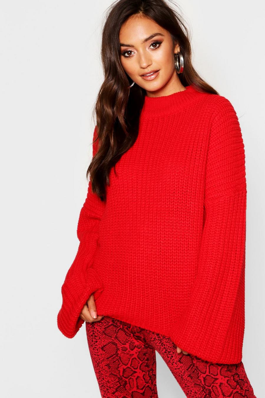 Petite Oversized Bell Sleeve Thick Knit Sweater image number 1