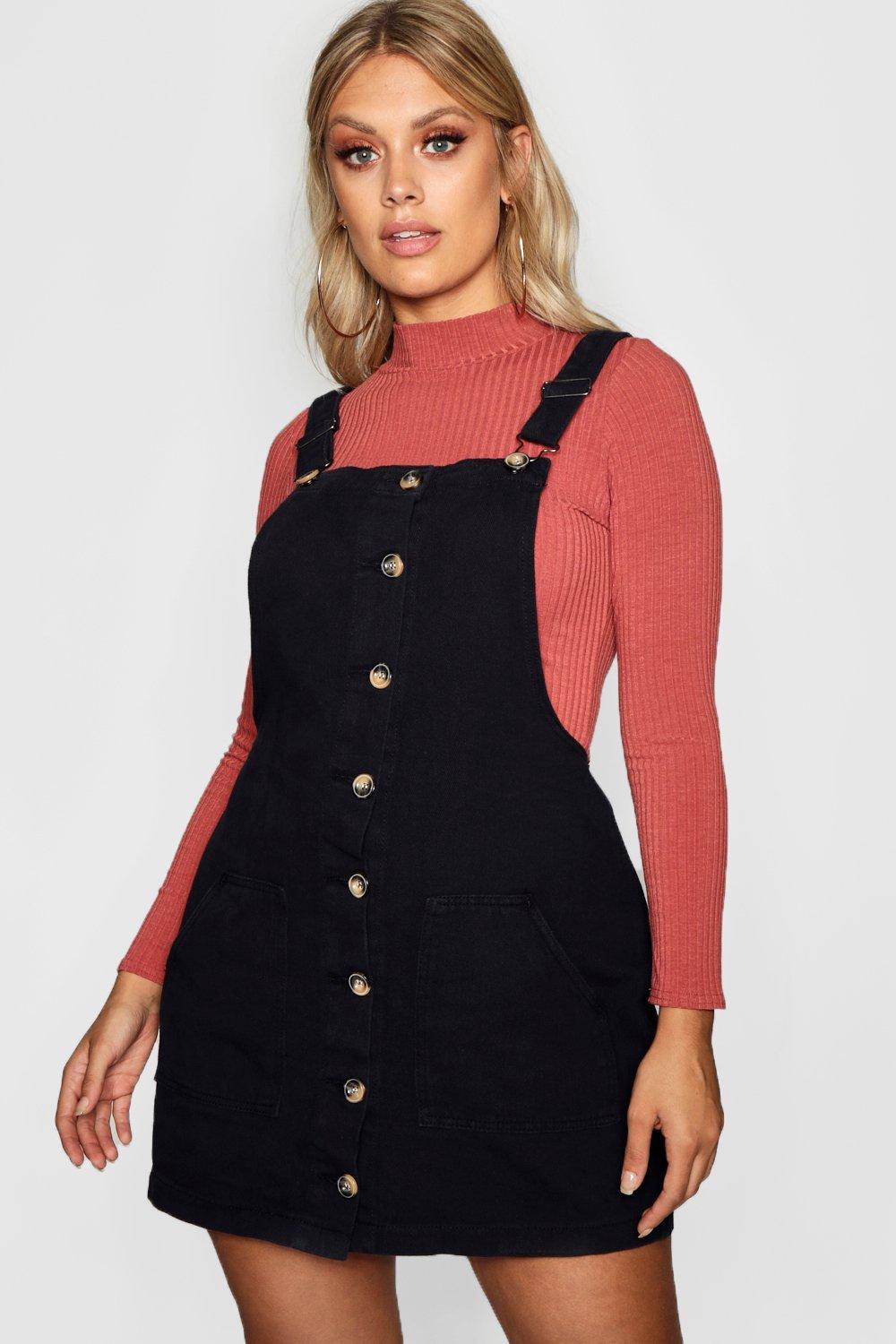 boohoo black pinafore