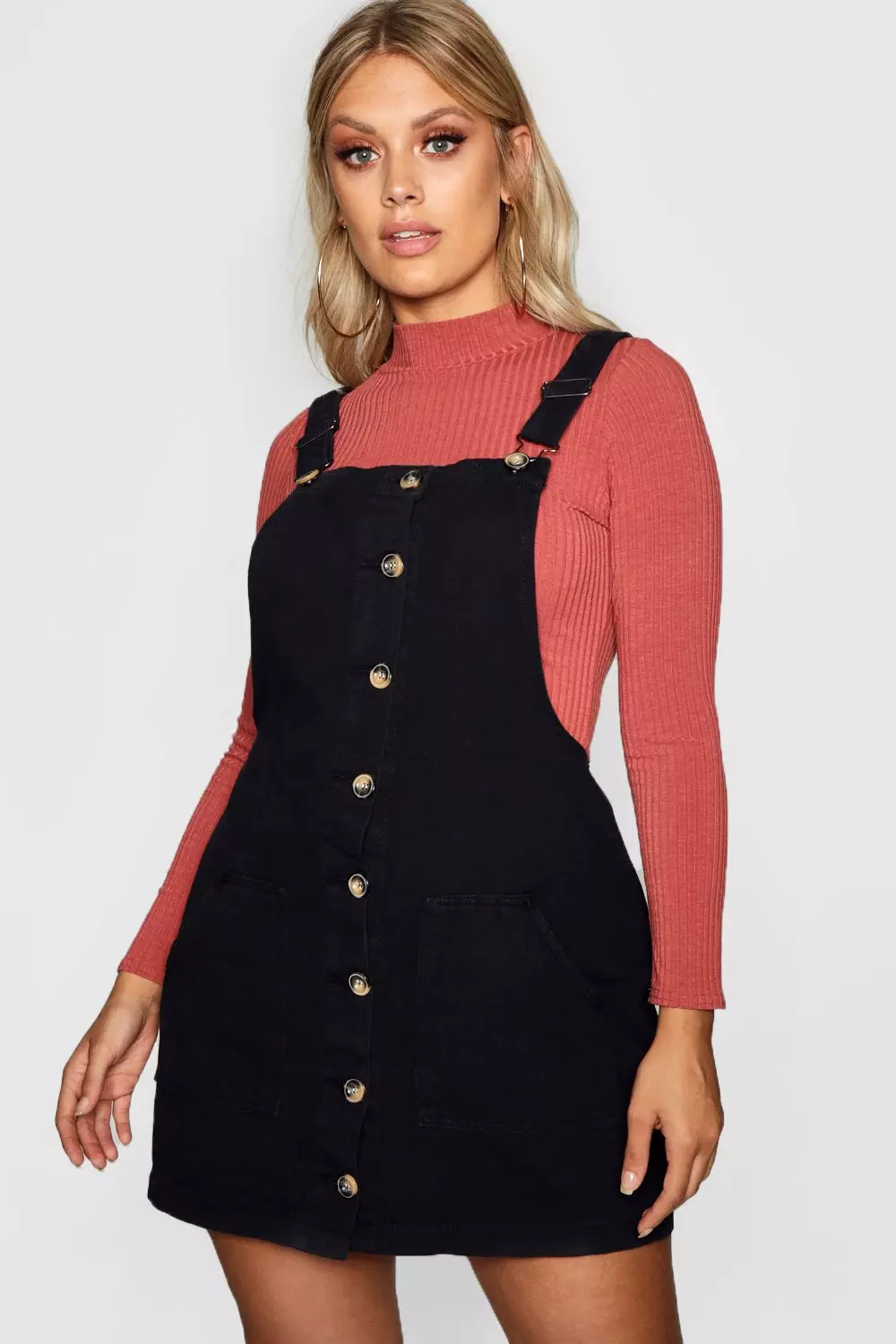 Denim pinafore dress sales with buttons