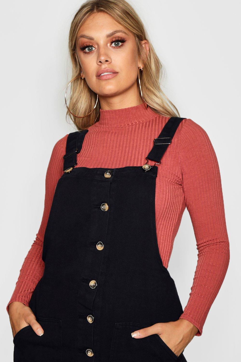 Boohoo denim 2024 pinafore dress