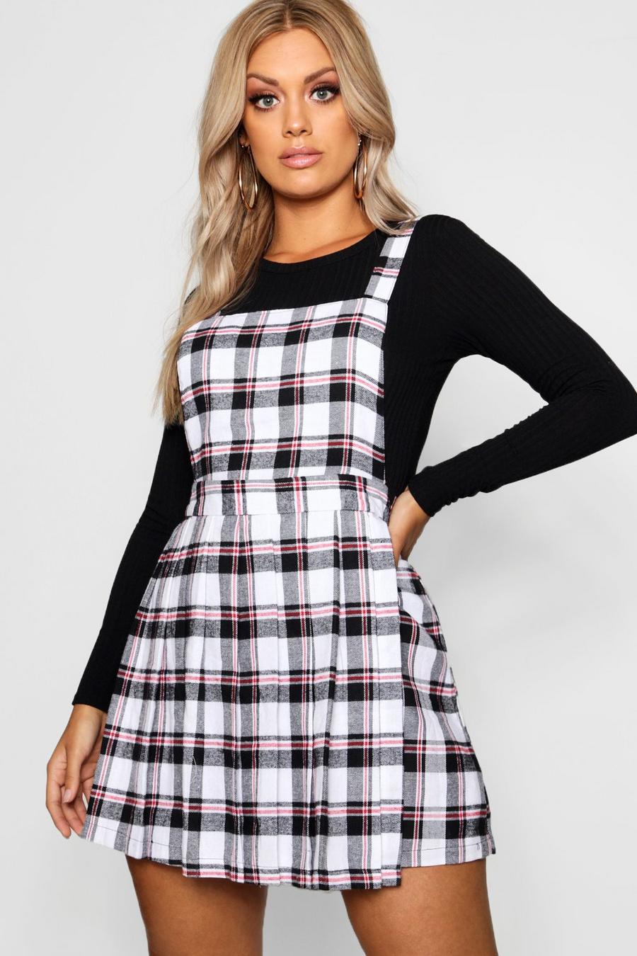 Ivory Plus Checked Pinafore Dress image number 1