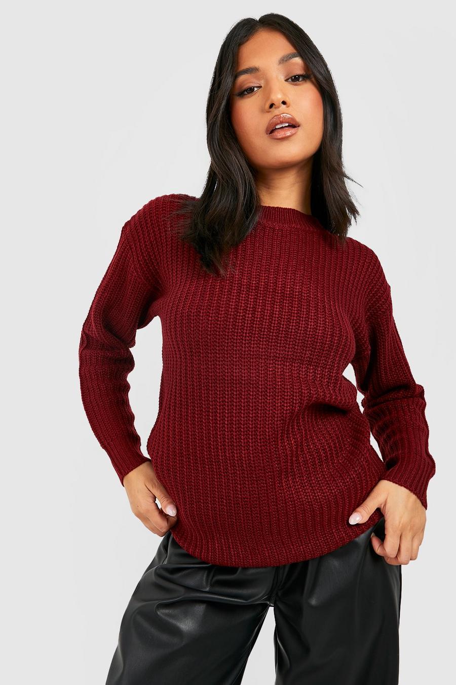 Wine Petite Ivy Oversized Jumper image number 1