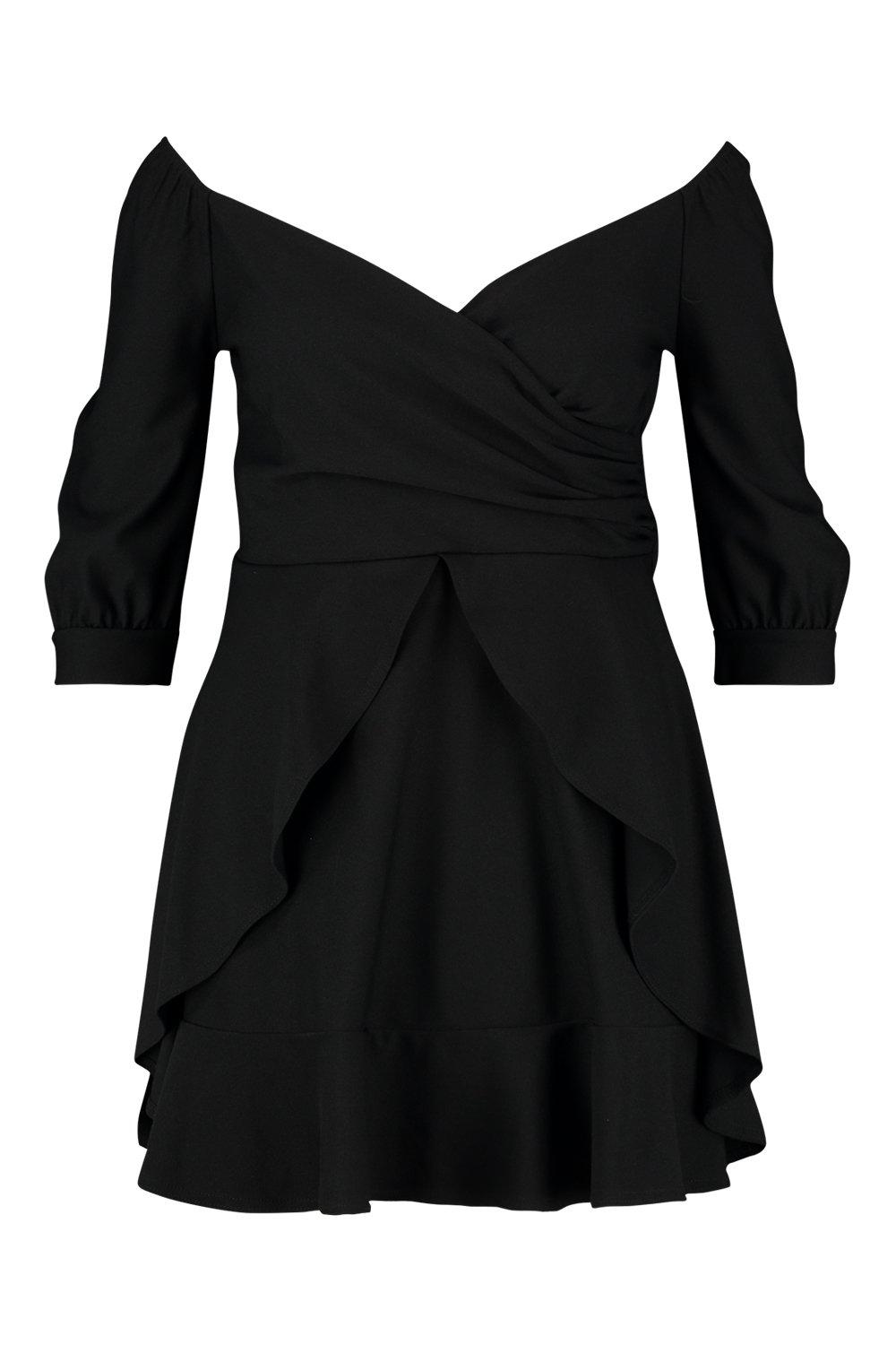 Plus bardot 2025 ruffle skater dress