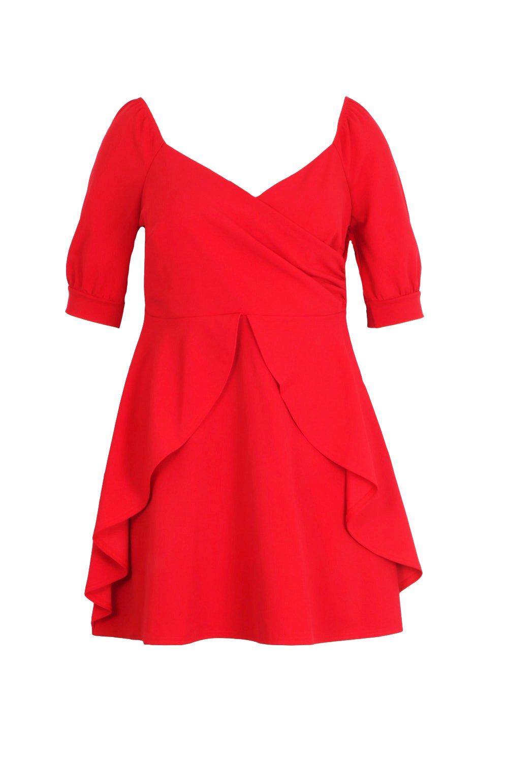 plus bardot ruffle skater dress