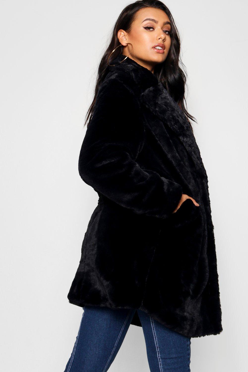 Plus Textured Faux Fur Jacket