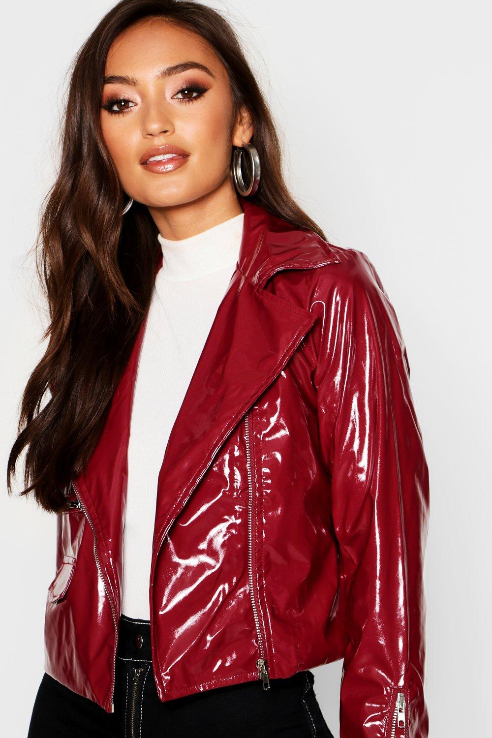 Petite Vinyl Biker Jacket