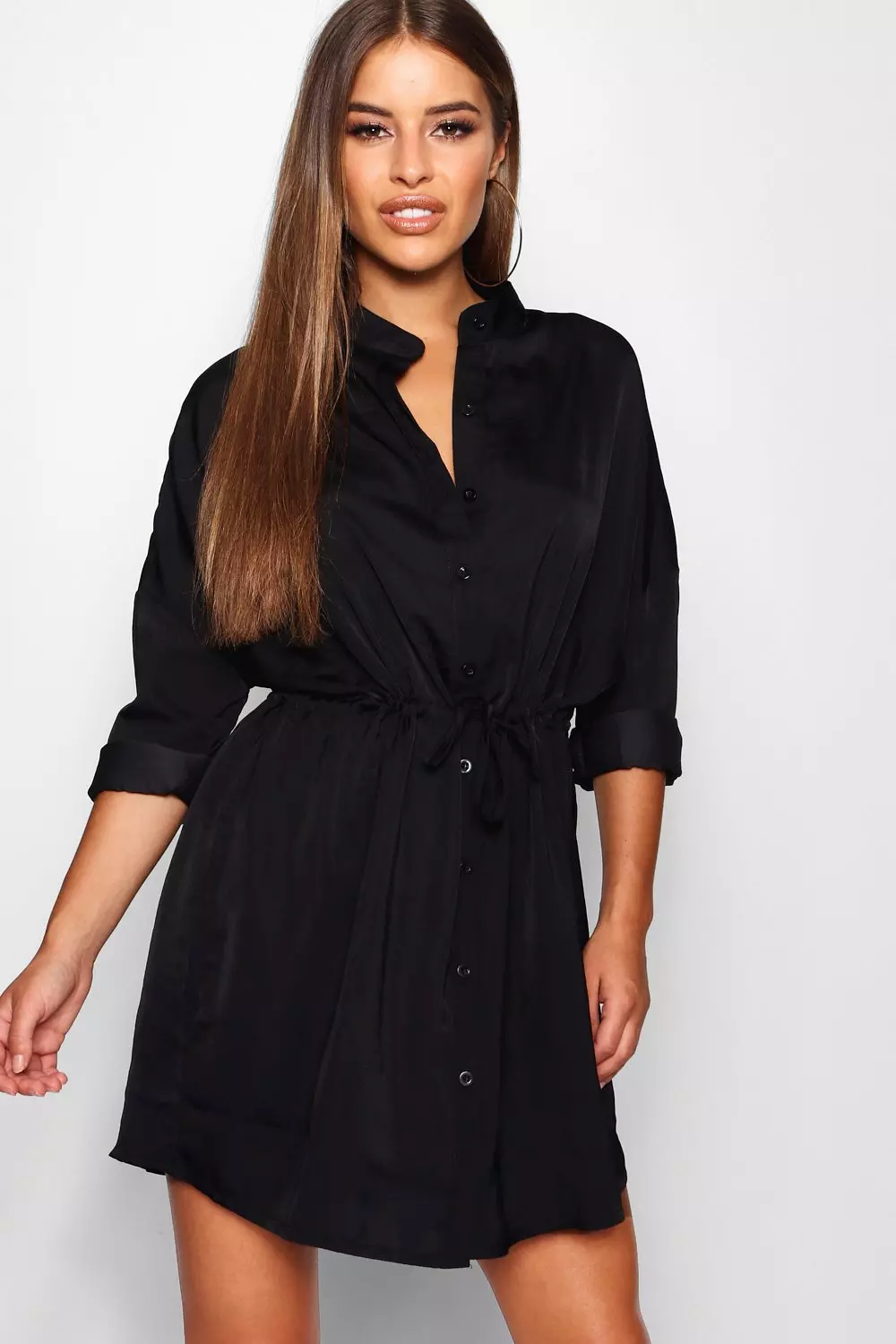 Boohoo black clearance shirt dress