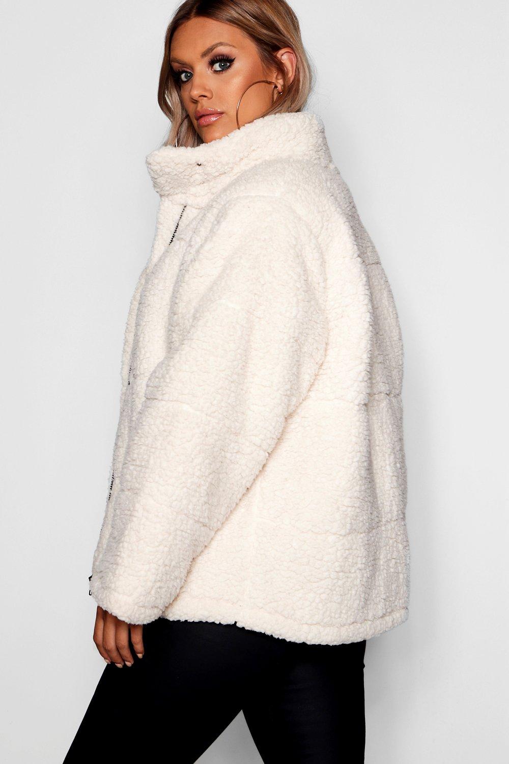 oversized fleece puffer jacket