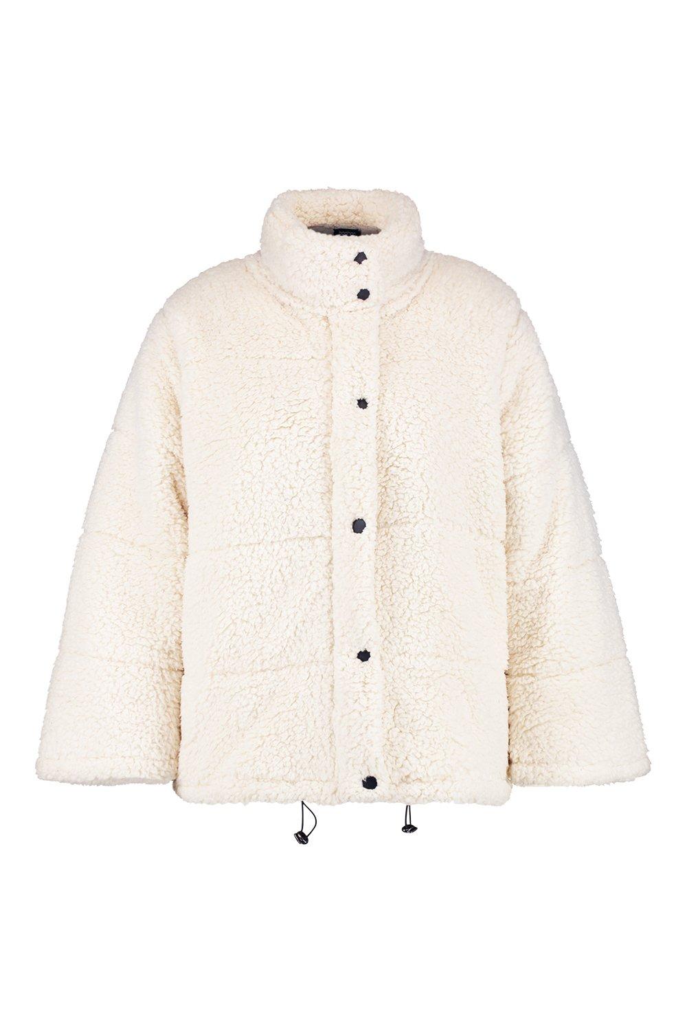 oversized fleece puffer jacket