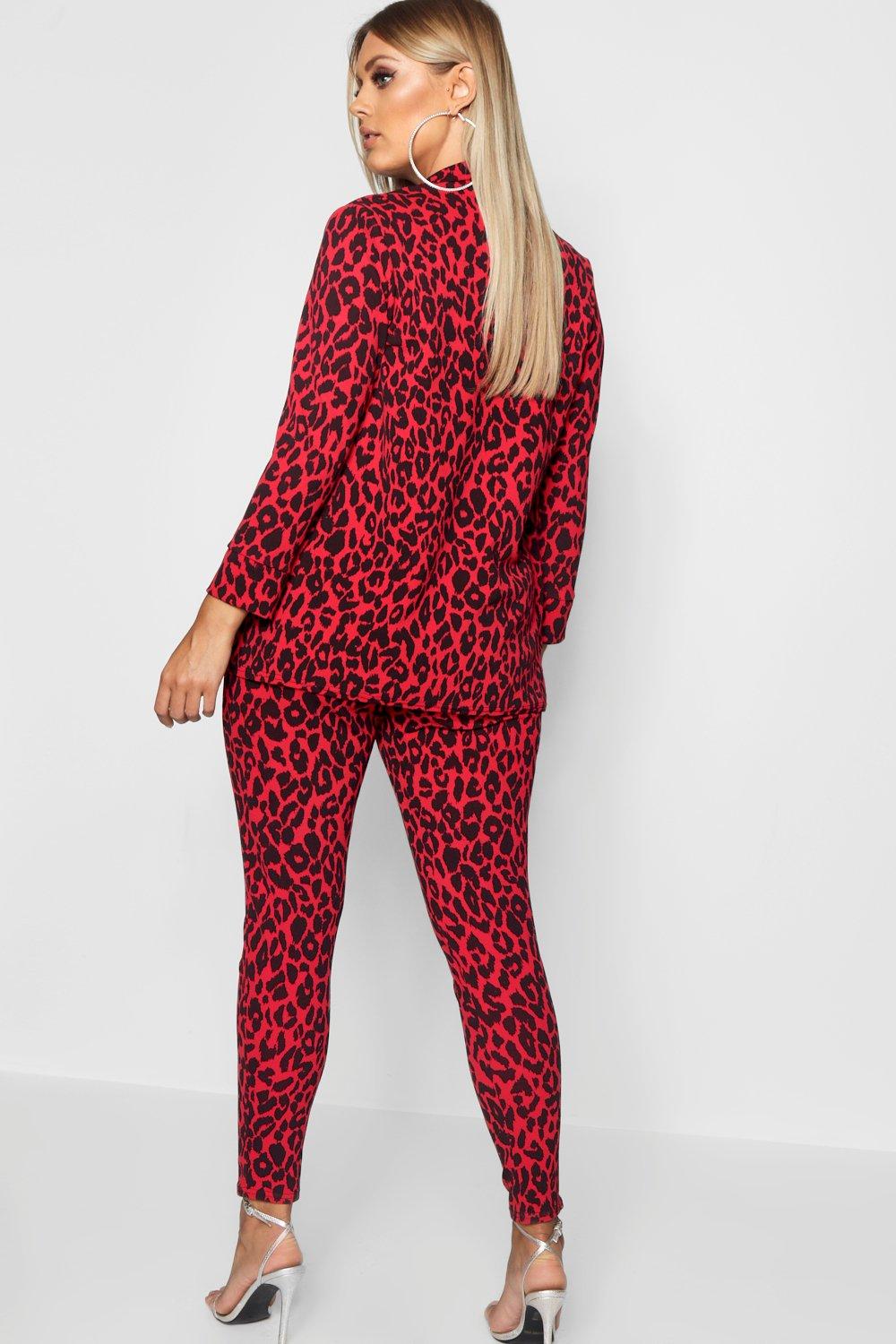 Boohoo red 2024 leopard print