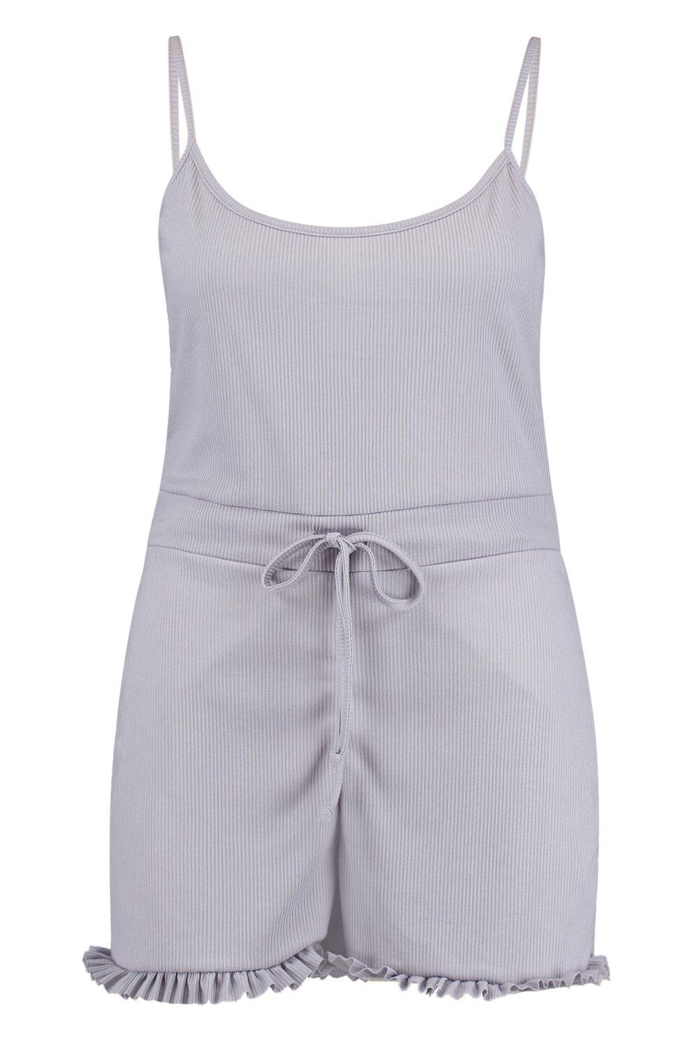 Plus Ruffle Hem Rib Pj Romper